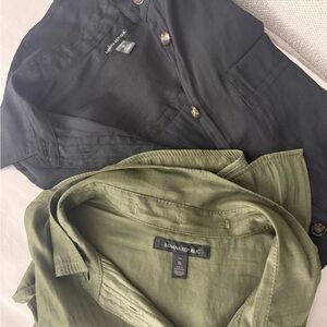 Banana Republic women’s silky Casual Black and Olive Shirts